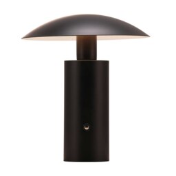 Rackhams Designer Flat Cone Mushroom Rechargeable and Dimmable Table Lamp in Matte Black