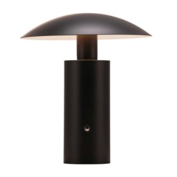 Rackhams Designer Flat Cone Mushroom Rechargeable and Dimmable Table Lamp in Matte Black - thumbnail 4