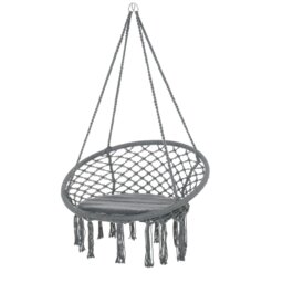 Rackhams Macrame Hanging Chair Swing Hammock for Indoor & Outdoor Use Grey - thumbnail 2
