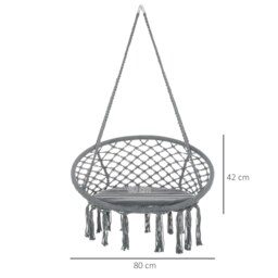 Rackhams Macrame Hanging Chair Swing Hammock for Indoor & Outdoor Use Grey - thumbnail 5