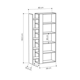 Rackhams Lift Tall Modern Bookcase Display Unit 5 Tiers Freestanding White Retro Grey 150.5cm - White Retro Grey - thumbnail 4