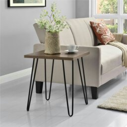 Rackhams Owen Retro End Table in Walnut Look - Brown - thumbnail 4