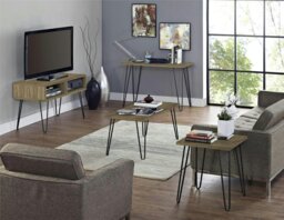 Rackhams Owen Retro End Table in Walnut Look - Brown - thumbnail 5