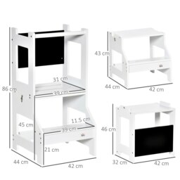 Rackhams 2 in 1 Kids Kitchen Step Stool Helper with Safety Rail, White - thumbnail 6