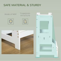 Rackhams 2 in 1 Kids Kitchen Step Stool Helper with Safety Rail, White - thumbnail 5