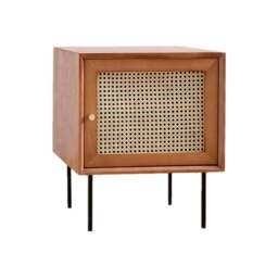 Rackhams Cane Bedside Table, Natural Rattan & Wood - Rosewood - thumbnail 2