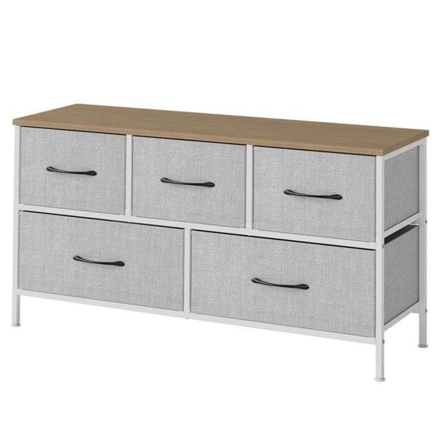 Rackhams Fabric Chest of Drawers 5 Drawer Dresser Bedside Storage Organizer Unit - image 1