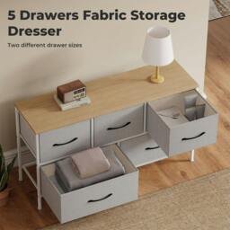 Rackhams Fabric Chest of Drawers 5 Drawer Dresser Bedside Storage Organizer Unit - thumbnail 4