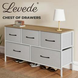 Rackhams Fabric Chest of Drawers 5 Drawer Dresser Bedside Storage Organizer Unit - thumbnail 2