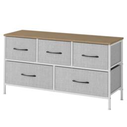 Rackhams Fabric Chest of Drawers 5 Drawer Dresser Bedside Storage Organizer Unit