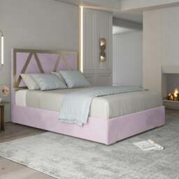 Rackhams Alison Upholstered Soft Velvet Metal Bed Frame - Pink - Pink - Small double - thumbnail 1