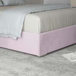 Rackhams Alison Upholstered Soft Velvet Metal Bed Frame - Pink - Pink - Small double - thumbnail 3