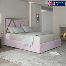 Rackhams Alison Upholstered Soft Velvet Metal Bed Frame - Pink - Pink - Small double - thumbnail 5