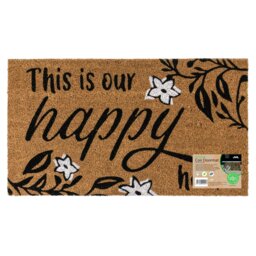 Rackhams Eco-Friendly Latex Backed Coir Entrance Doormat, 40x70cm - Our Happy Home - 1 - Brown - thumbnail 1