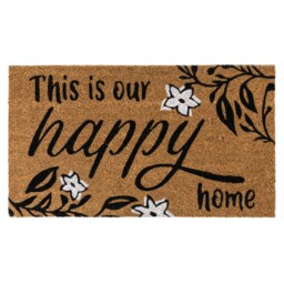 Rackhams Eco-Friendly Latex Backed Coir Entrance Doormat, 40x70cm - Our Happy Home - 1 - Brown - thumbnail 2