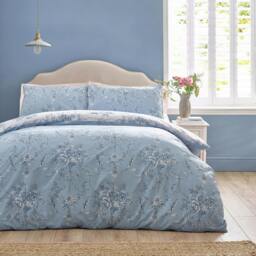 Rackhams Antoinette Damask Reversible Duvet Cover Set Blue - King - Blue - thumbnail 2