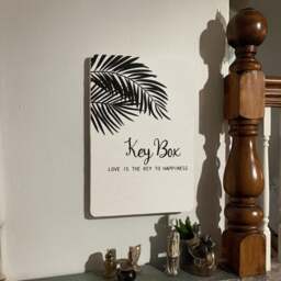 "Rackhams 6-Key Hook Holder Cabinet - ""Love Is The Key"" (Palm Leaf)" - thumbnail 1