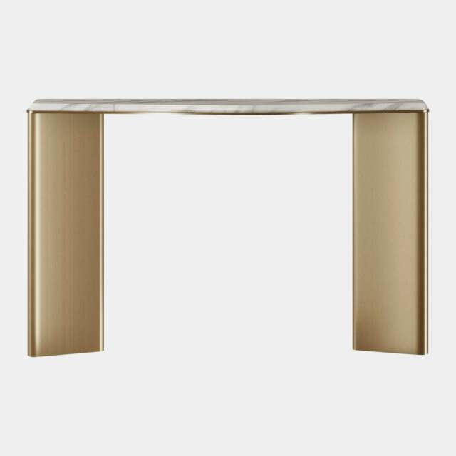 Rackhams Mirus Console Table: Aged Brass & Carrara Marble - image 1