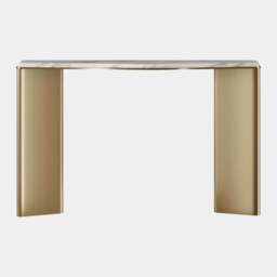 Rackhams Mirus Console Table: Aged Brass & Carrara Marble - thumbnail 1