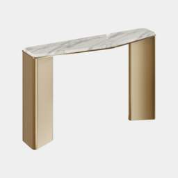 Rackhams Mirus Console Table: Aged Brass & Carrara Marble - thumbnail 2