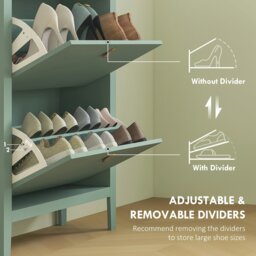 Rackhams 2 Drawer Shoe Cabinet with Flip Doors for Hallway, Entryway, Green - White - thumbnail 5