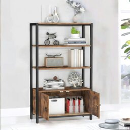 Rackhams Industrial Bookcase With 3 Shelves & Cupboard - thumbnail 1