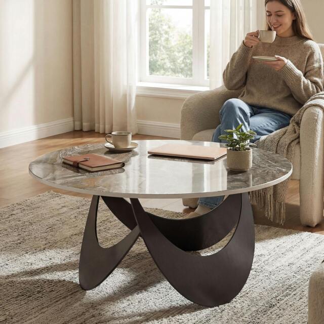 Rackhams Coffee Table Sintered Stone Top - Coffee Table - 80 x 80 x 40 cm - Brown - image 1