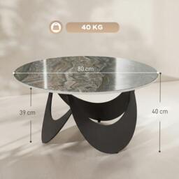 Rackhams Coffee Table Sintered Stone Top - Coffee Table - 80 x 80 x 40 cm - Brown - thumbnail 3