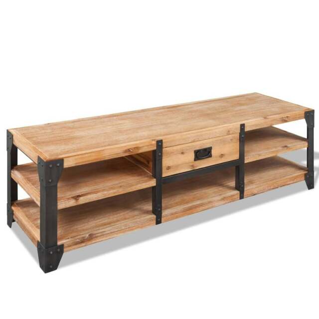 Rackhams TV Stand Solid Acacia Wood 140x40x45 cm