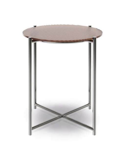 Rackhams Adriana Round Side Tables - Bronze Fluted Glass - Dark Chrome - image 1