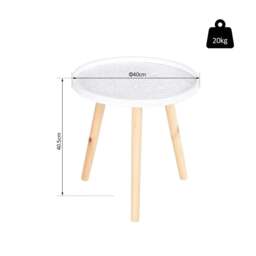 Rackhams Coffee Table, Carved Floral Round Table with Tray-style Top and Wood Legs, Modern Side Table for Living Room, White - thumbnail 3