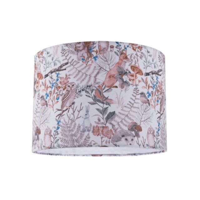 Rackhams Autumnal Linen Lamp Shade with Woodland Creatures Owls Birds Badgers - image 1