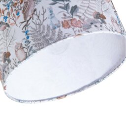 Rackhams Autumnal Linen Lamp Shade with Woodland Creatures Owls Birds Badgers - thumbnail 5