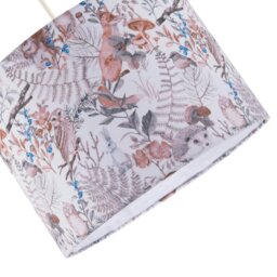 Rackhams Autumnal Linen Lamp Shade with Woodland Creatures Owls Birds Badgers - thumbnail 3