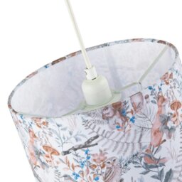 Rackhams Autumnal Linen Lamp Shade with Woodland Creatures Owls Birds Badgers - thumbnail 4