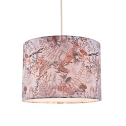 Rackhams Autumnal Linen Lamp Shade with Woodland Creatures Owls Birds Badgers - thumbnail 2