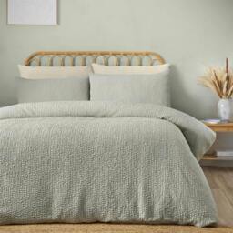 Rackhams Crinkle Seersucker Green Duvet Cover Set - Double