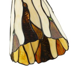 Rackhams Traditional Amber Stained Glass Tiffany Pendant Light Shade with Coloured Gems - thumbnail 4