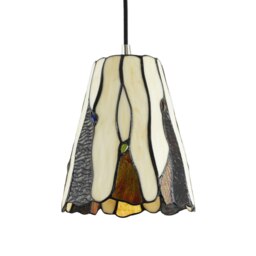 Rackhams Traditional Amber Stained Glass Tiffany Pendant Light Shade with Coloured Gems - thumbnail 2
