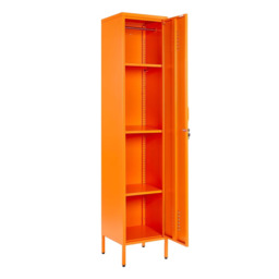 Rackhams Metal Tall 3 Shelve Locker Cabinet, 1 Door Wardrobe Storage Cupboard for Home or Office - Pink - Steel - 38.5cm(d)38.5cm(h)180cm(w) - thumbnail 4