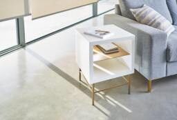Rackhams Alberto Side Tables - White - Dark Chrome - thumbnail 3