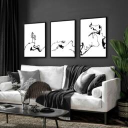 Rackhams Zen Art - Set of 3 wall art prints - A4 8.27 x 11.69 in / 21 x 29.7 cm - Satin Photo paper 280 gsm - Oak Frame