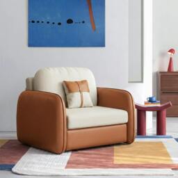 Rackhams Caio Single Sofa Bed, Leathaire - 146cm (with one drawer) - Orange - thumbnail 1