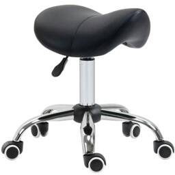 Rackhams Cosmetic Stool 360° Rotate Height Adjustable Salon Massage Spa Chair Hydraulic Rolling Faux Leather Saddle Stool Mobility, Black - thumbnail 1