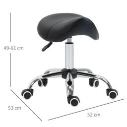 Rackhams Cosmetic Stool 360° Rotate Height Adjustable Salon Massage Spa Chair Hydraulic Rolling Faux Leather Saddle Stool Mobility, Black - thumbnail 2