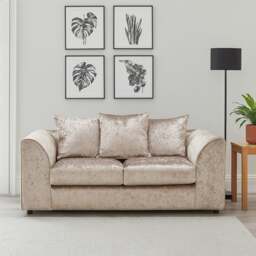 Rackhams Crystal Crushed Velvet 2 Seater Sofa Scatter Back - Mink - thumbnail 1