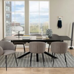Rackhams Heaven Extendable Dining Table with Ceramic Black Top 200cm - Black - No - Black - thumbnail 6