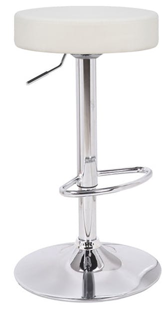 Rackhams Semplice Breakfast Bar Stool, Chrome Footrest, Height Adjustable Swivel Gas Lift, Home Bar & Kitchen Faux-Leather Barstool, White - image 1