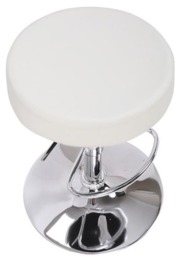 Rackhams Semplice Breakfast Bar Stool, Chrome Footrest, Height Adjustable Swivel Gas Lift, Home Bar & Kitchen Faux-Leather Barstool, White - thumbnail 2