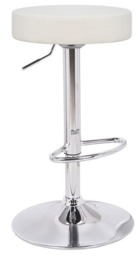 Rackhams Semplice Breakfast Bar Stool, Chrome Footrest, Height Adjustable Swivel Gas Lift, Home Bar & Kitchen Faux-Leather Barstool, White - thumbnail 1